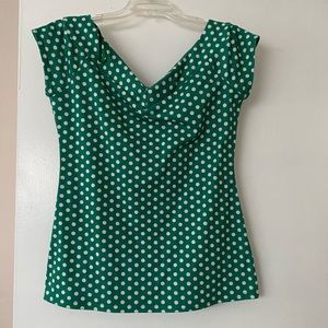 Unique Vintage off the shoulder polka dot shirt